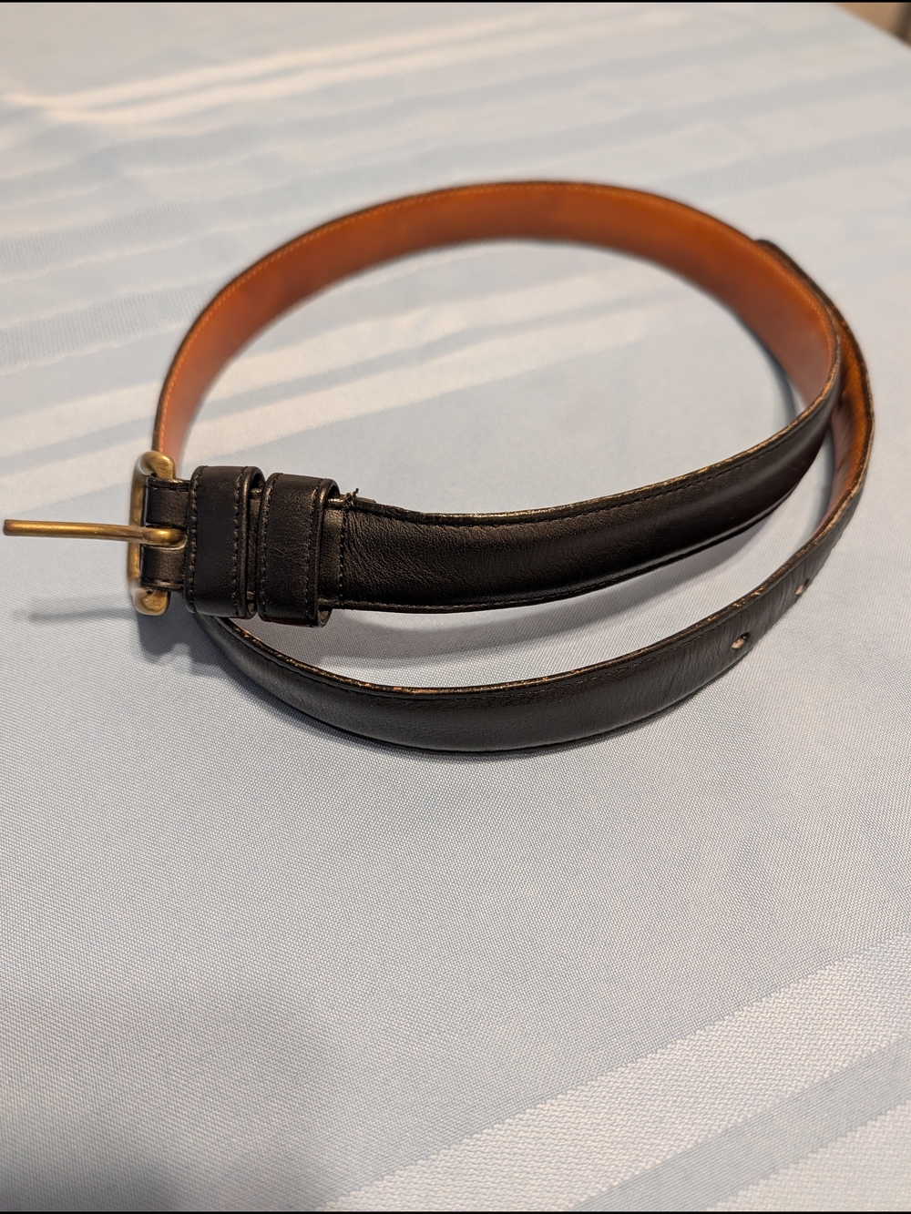 Coach Black Leather Men’s Belt with Brass Buckle 32 Glove Tanned Cowhide